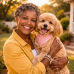Melissa Grant from Chicago smiling with her Beagle outdoors