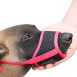Breathable adjustable dog muzzle black mesh training muzzle for dogs