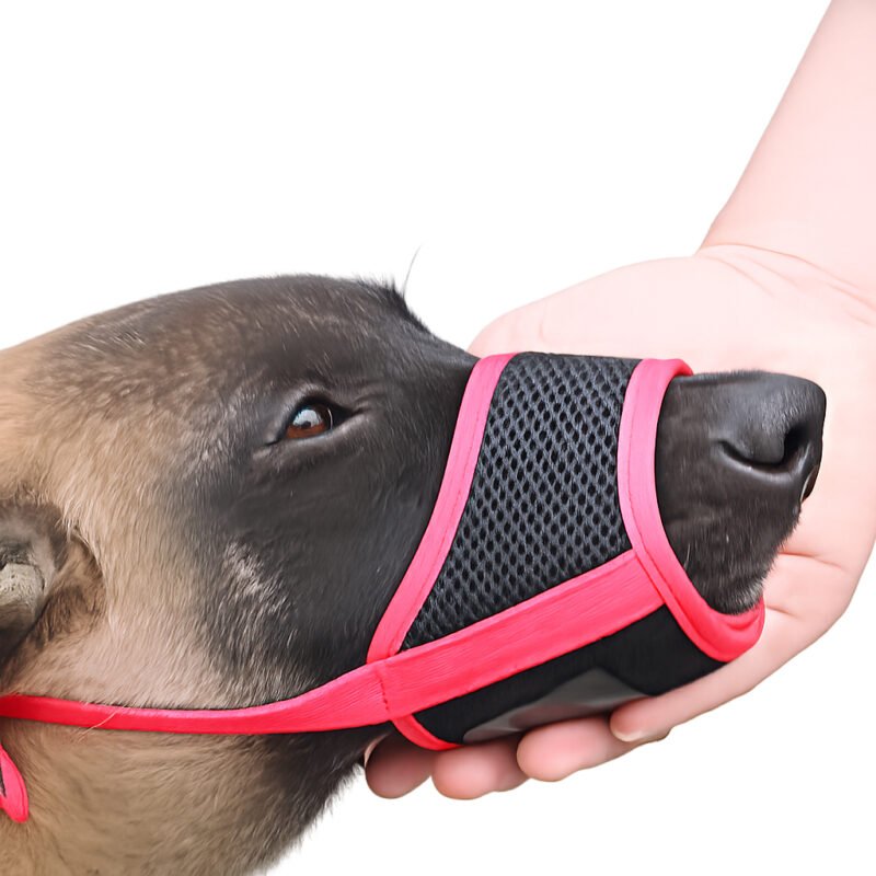 Breathable adjustable dog muzzle black mesh training muzzle for dogs